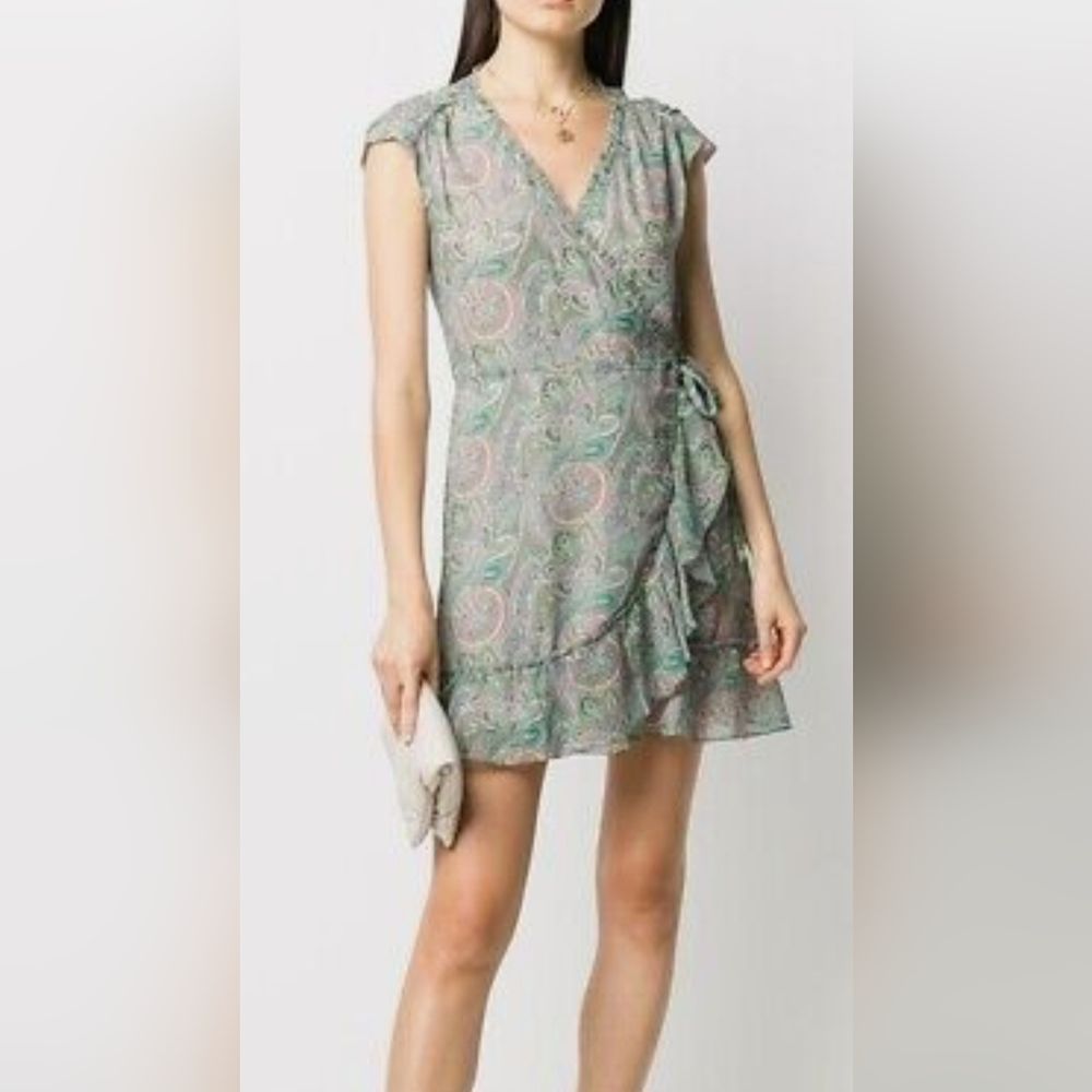 All Saints Green Paisley Mini Dress